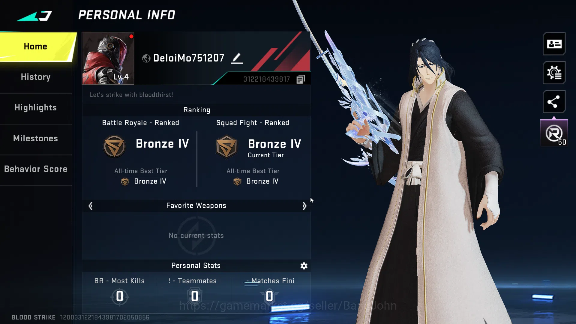 Blood Strike Accounts Collab QBZ Bleach | Collab Ethan Bleach | Login NE image 1