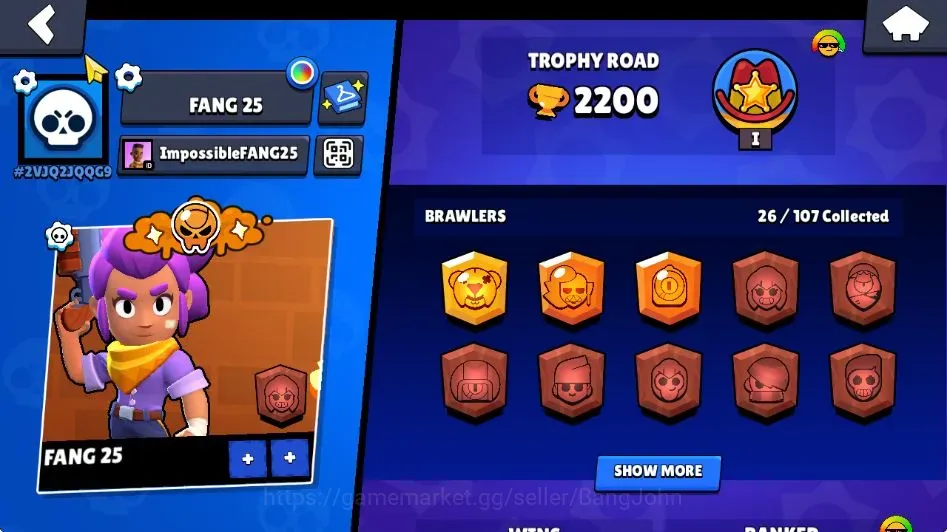 Brawl Stars Accounts Trophy 2072 | 22 Brawlers | 3 Max HC (Nita,Rico,ElPrimo)| 4 Epic Skin | 3K Bling | Check SS BRS075B 1