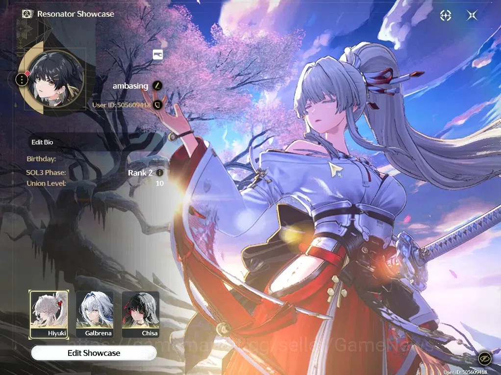 Wuthering Waves Accounts Others NA |UL 10|4 Limited|( Hiyuki, Galbrena, Chisa, Rebecca )|DB Lvl 3|Low Explore|Female MC|Log 1