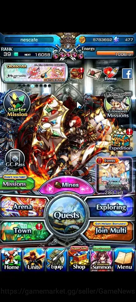 Grand Summoners Accounts Global|Rank 39|477 CC|3 Ascend| Reimu Hakurei,Aris image 1