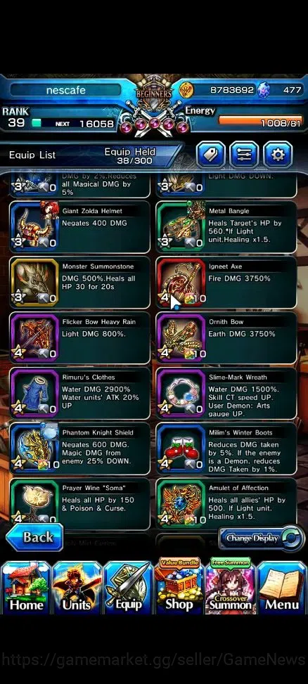 Grand Summoners Accounts Global|Rank 39|477 CC|3 Ascend| Reimu Hakurei,Aris image 8