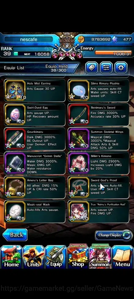 Grand Summoners Accounts Global|Rank 39|477 CC|3 Ascend| Reimu Hakurei,Aris image 9