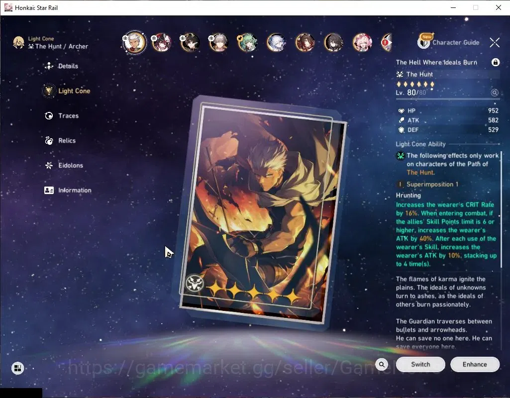 Honkai Star Rail Accounts Asia|TL 70|Archer Prem Team|10 Limited|[ArcherE1,S image 7