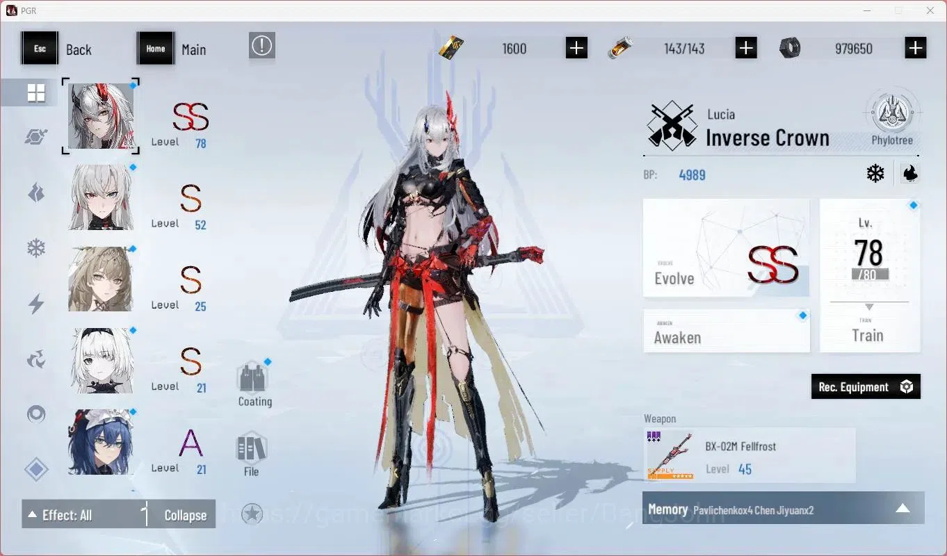 Punishing: Gray Raven Accounts Mid-Game ASIA | L44| SS Lucia IC Lv78, S Lucia CW+Sign Lv52, S Bianca Lv25, S Feral Lv21 |BC 3
