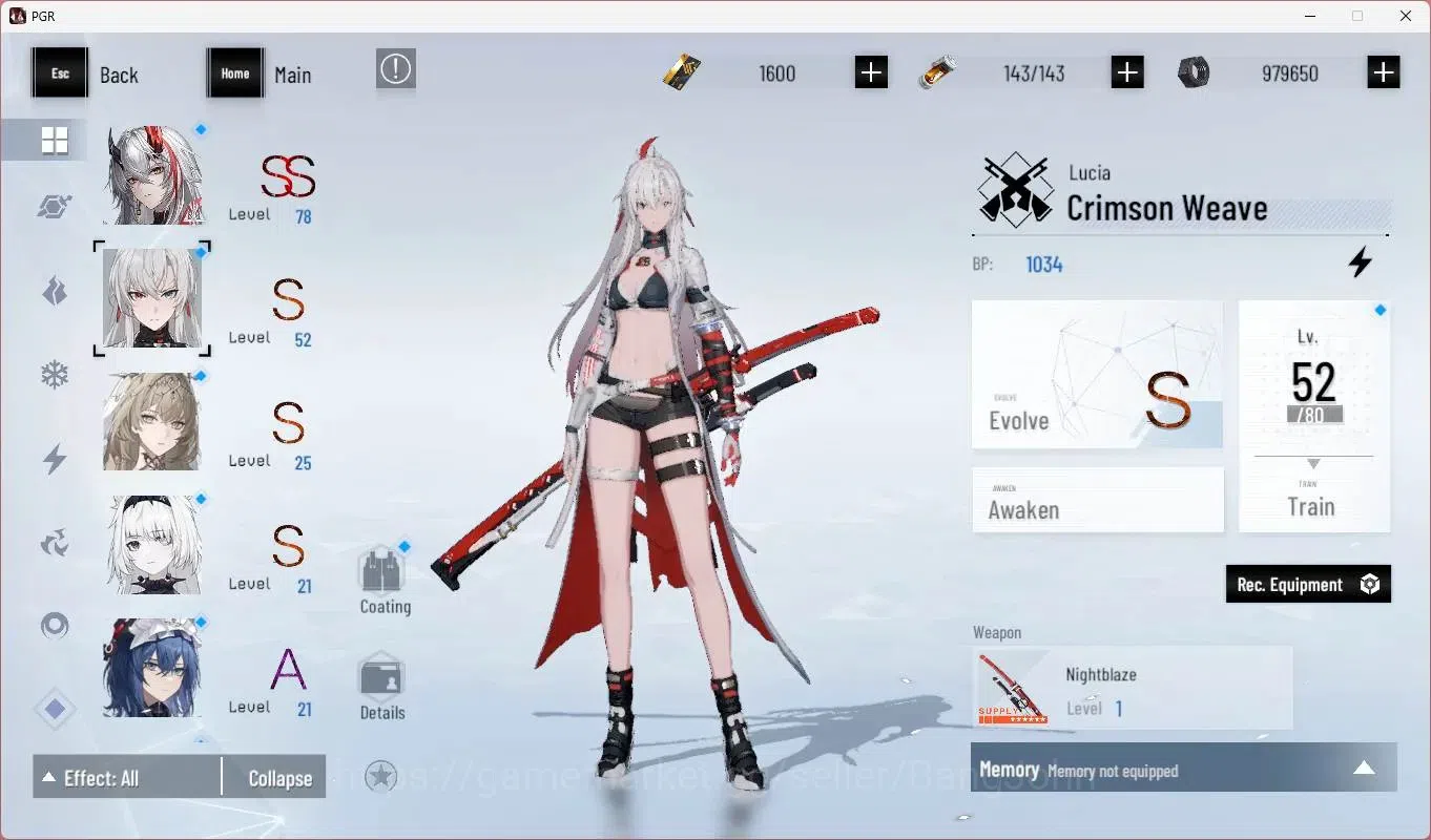 Punishing: Gray Raven Accounts Mid-Game ASIA | L44| SS Lucia IC Lv78, S Lucia CW+Sign Lv52, S Bianca Lv25, S Feral Lv21 |BC 4