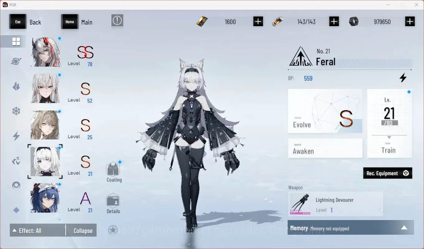 Punishing: Gray Raven Accounts Mid-Game ASIA | L44| SS Lucia IC Lv78, S Lucia CW+Sign Lv52, S Bianca Lv25, S Feral Lv21 |BC 6