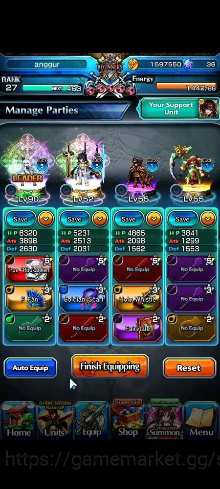 Grand Summoners Accounts Global | Rank 27 | 2 Ascend | Youmu Konpaku, Islii image 3