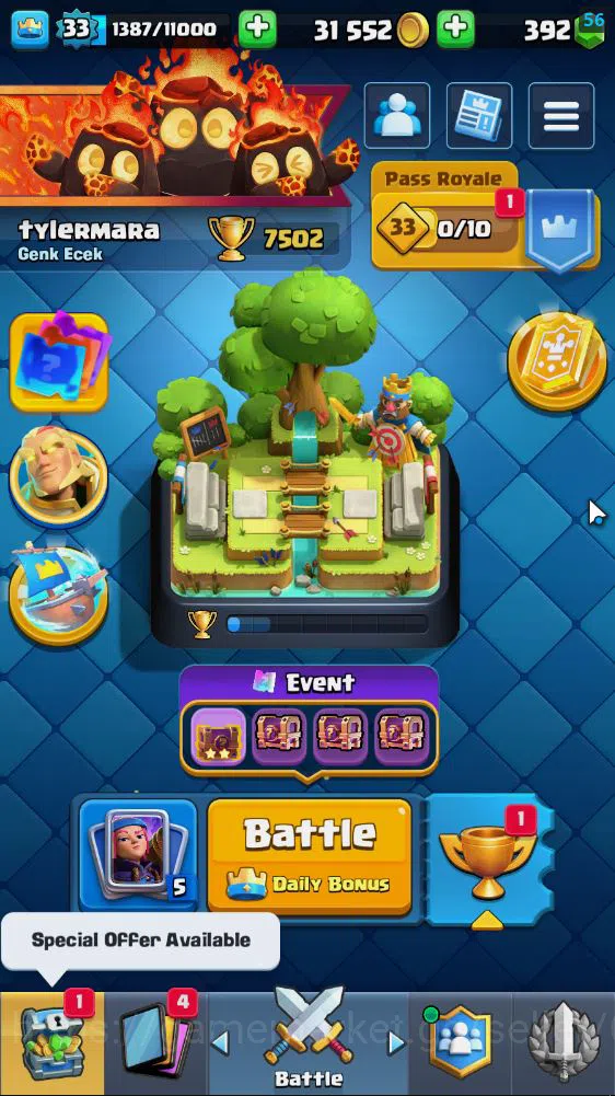 Lv 33|Trophy 7502|KTL 11|Limited Skin|Card 117| 1 HERO 7 EVO 4 Champ 21 Legend 33 Epic 30 Rare |2 Wild Shard|Take Email(CR1595) Clash Royale Midgame Lv 33|Trophy 7502|KTL 11|Limited Skin|Card 117| 1 image 1