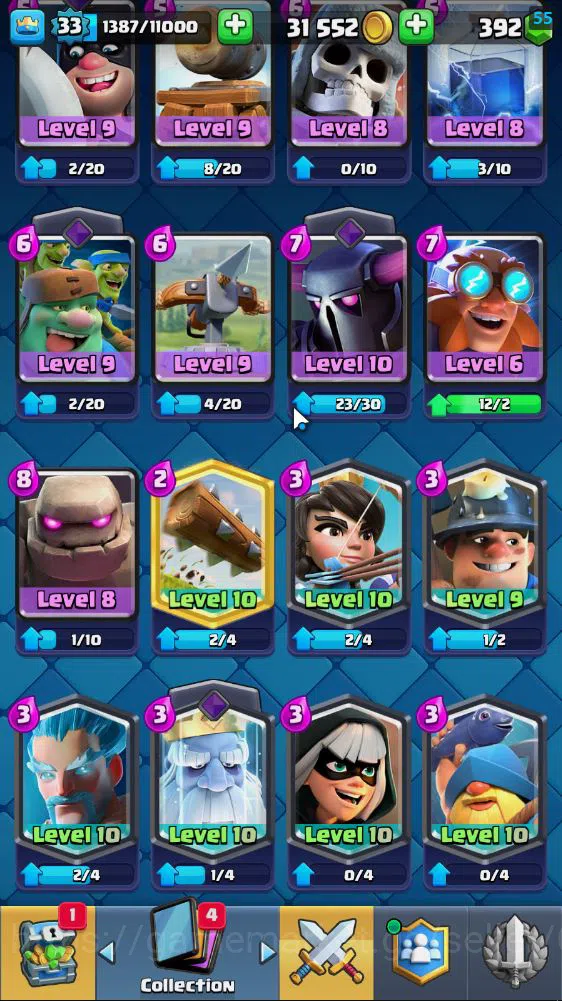 Clash Royale Accounts Lv 33|Trophy 7502|KTL 11|Limited Skin|Card 117| 1 image 11