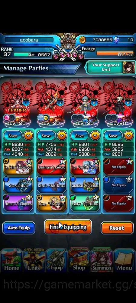Grand Summoners Accounts Global|Rank 37|16 Ascend+4 TW|(Sayaka Miki,Homura  image 3