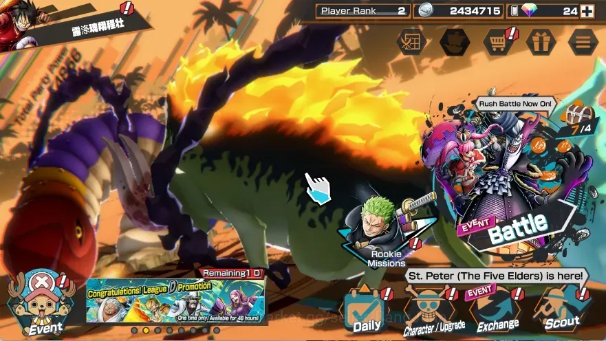 One Piece Bounty Rush Accounts Others Android |PR 2|3 Ex||St.Shepherd,St.Topman,KozukiOden|RD 24|LogBandai|Check SS OPBR737B 1