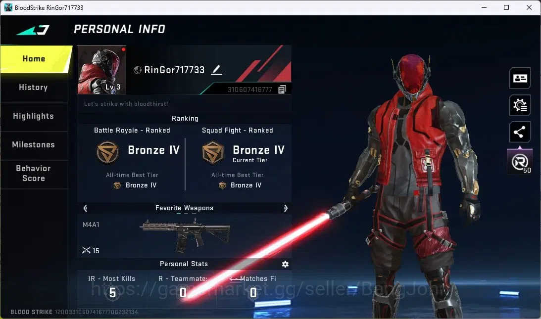Blood Strike Accounts ASIA | ULTRA MELEE: Lightblade-Dark Force|1 ULTRA image 1