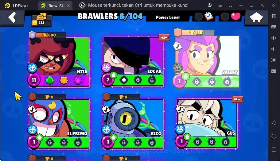 Brawl Stars Accounts Trophy 758| 8 Brawler|1 Max Hc Lv.11(Nita)|1 Legendary(Nita),3 Epic Skins|3313 Bling | ProtectOff 10