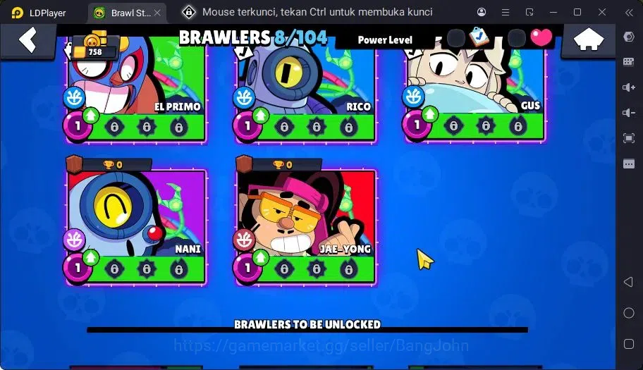 Brawl Stars Accounts Trophy 758| 8 Brawler|1 Max Hc Lv.11(Nita)|1 Legendary(Nita),3 Epic Skins|3313 Bling | ProtectOff 11