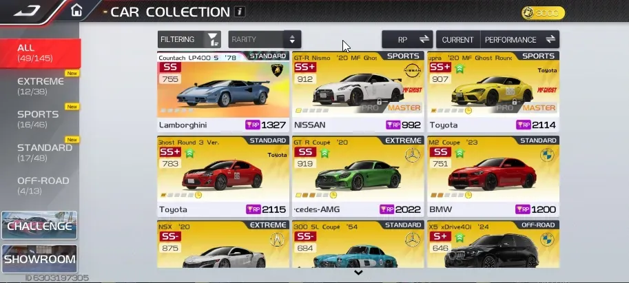 Racing Master Accounts SEA|Lvl 21|1 PL Car + Collab MF Ghost (Countach LP400 S)|SR Supra MF Ghost,GT-R Nismo MF Ghost|369k 1