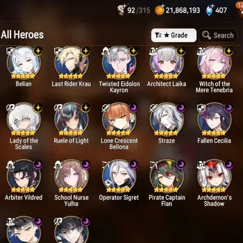 Epic Seven Accounts High-End Global Unverif|17 ML (LoTS,SN Yulha, Straze, LC Bellona, Tenebria)+Perfumer