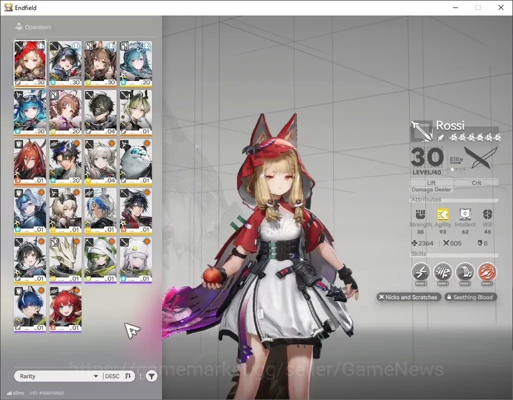 Arknights: Endfield Accounts ASIA|Lv 17|7 SSR 3 Limited + 10 (*6 Weapon)|Rossi,Tangtang + Signature,Gilberta|1 Wp 1
