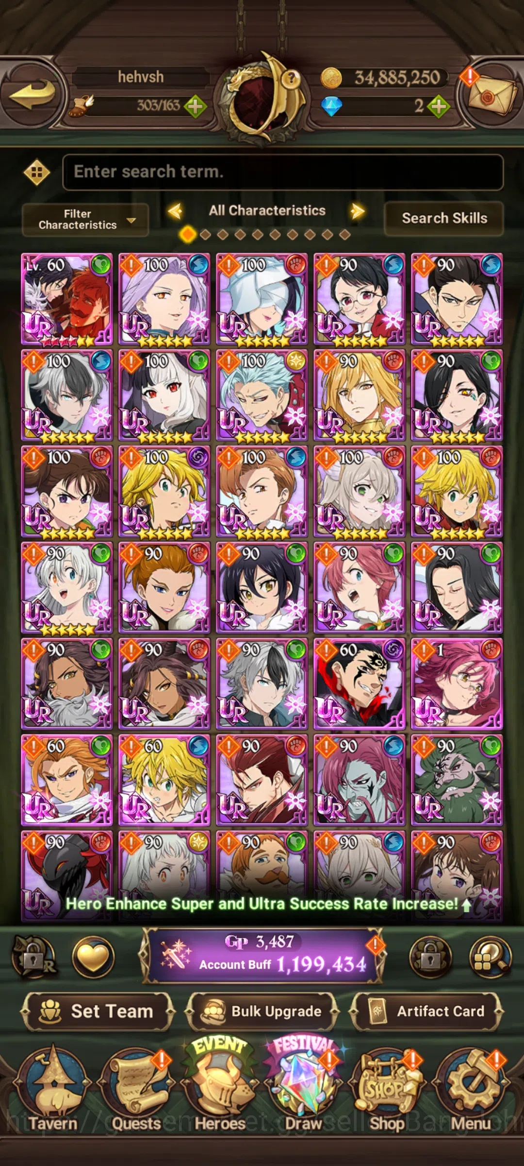 The Seven Deadly Sins: Grand Cross Accounts Others GLOBAL|1.19M CC|1collab Sho|UR Meresca,Ludociel,Souls Hel,etc|check 10