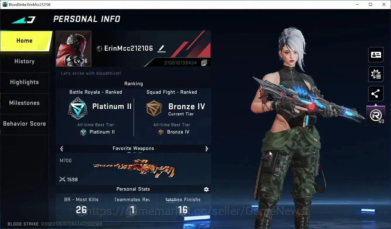 Blood Strike Accounts High-End ASIA|2 ULTRA[ALONDRA-PitchStrike,M700-Boitata]|Limited Origin12|3 LEgendary|NetEase|Check 2
