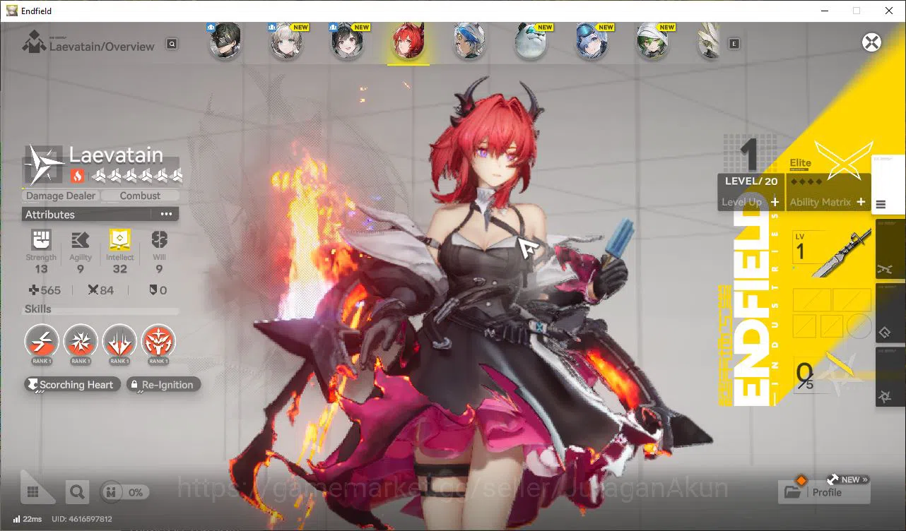 Arknights: Endfield Accounts Asia LVL2 |Day2 Login|MetaSSR Solo Laevatain + 5SR Character|1SSR Weapon|Male MC|Log 5