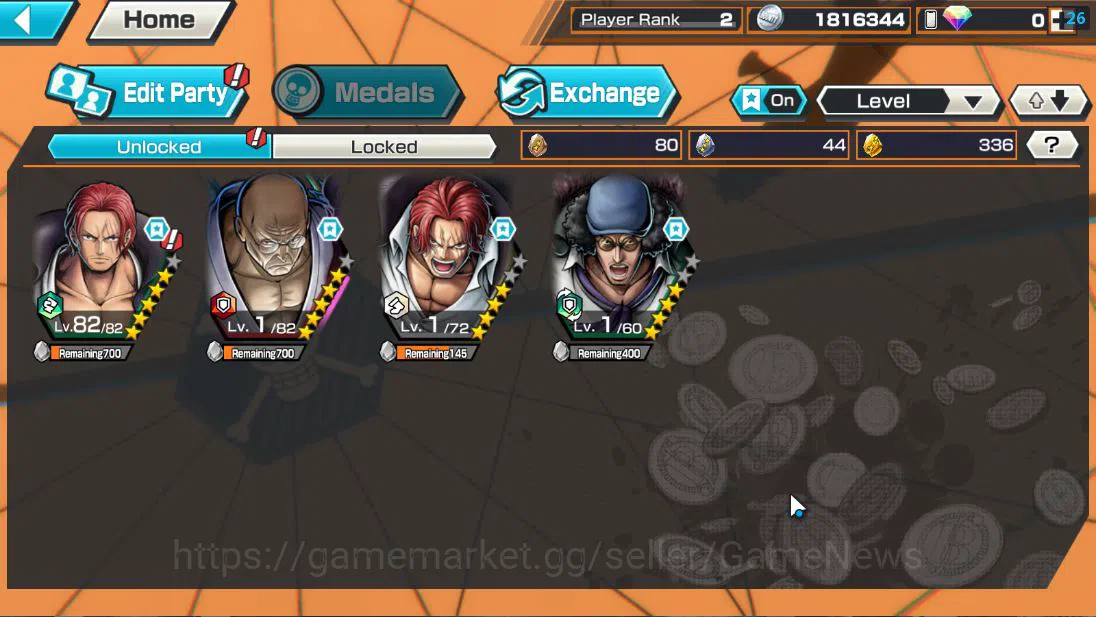 One Piece Bounty Rush Accounts Global| 4 EX| T5E St.Ethanbaron V.Nusjuro,FILM RED image 3