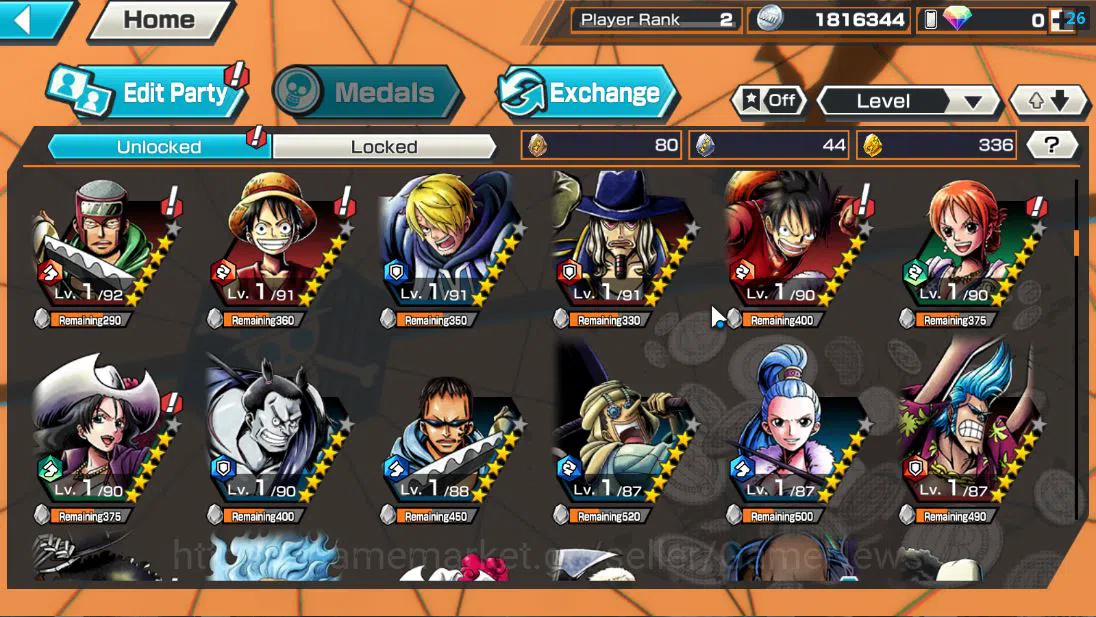 One Piece Bounty Rush Accounts Global| 4 EX| T5E St.Ethanbaron V.Nusjuro,FILM RED image 6