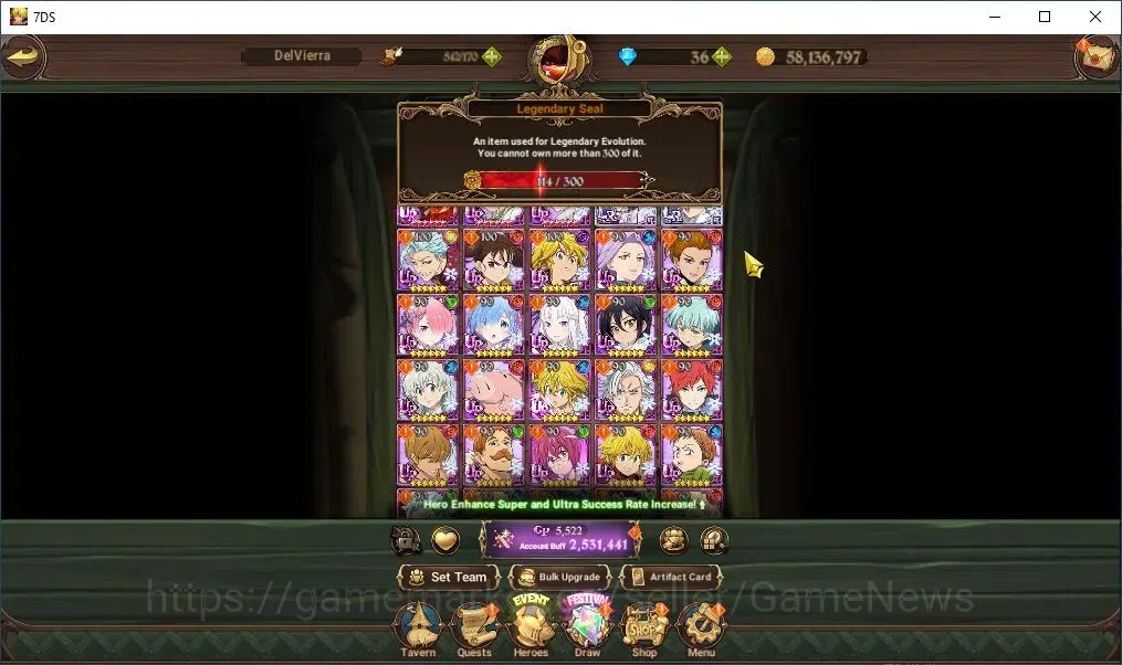 The Seven Deadly Sins: Grand Cross Accounts Global|2,5M CC|114 LS+36 DM|2 LR+2 UR+Colab Re:Zer image 5