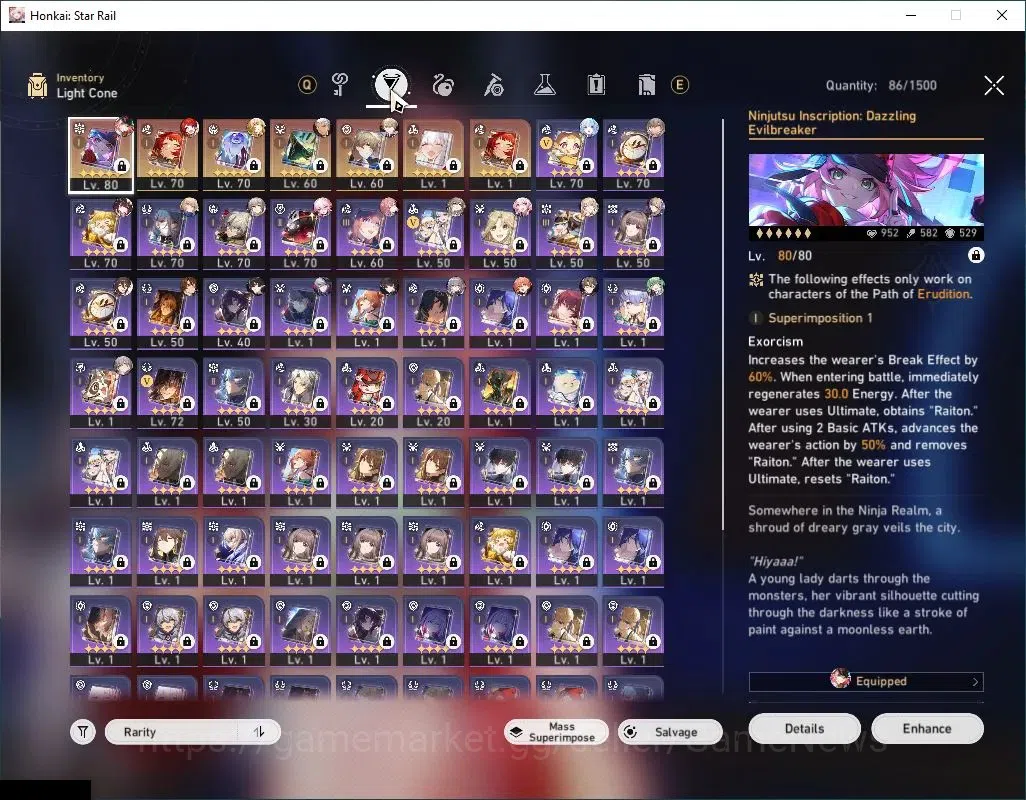 Honkai Star Rail Accounts Asia|TL 65|10 Limited|[Rappa E1,Tribbie]+Sign,Evan image 7