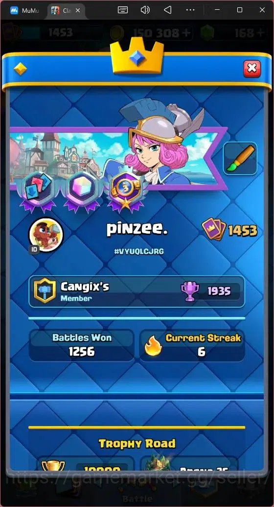 Clash Royale Accounts High-End Global |CL 1453|KTL 14|Trophy 10000|121 Cards|3 L15|8 Champ|6 Hero|11 Evo|Arena 25|168 3