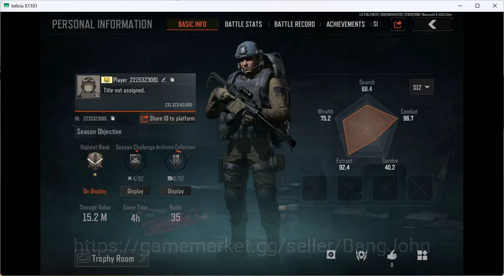 Arena Breakout Accounts MOBILE Lvl 30 |SV 15,2M |CV 7,5M|MORE SKIN,HLC TAC image 1