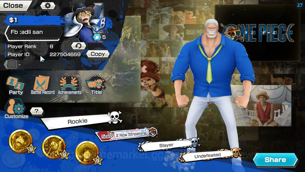 One Piece Bounty Rush Accounts Starter Global|4 EX|Film Red Shanks,5Elders St Ethanborn V.Nusjuro,Flame Emperor Sabo,LH 2