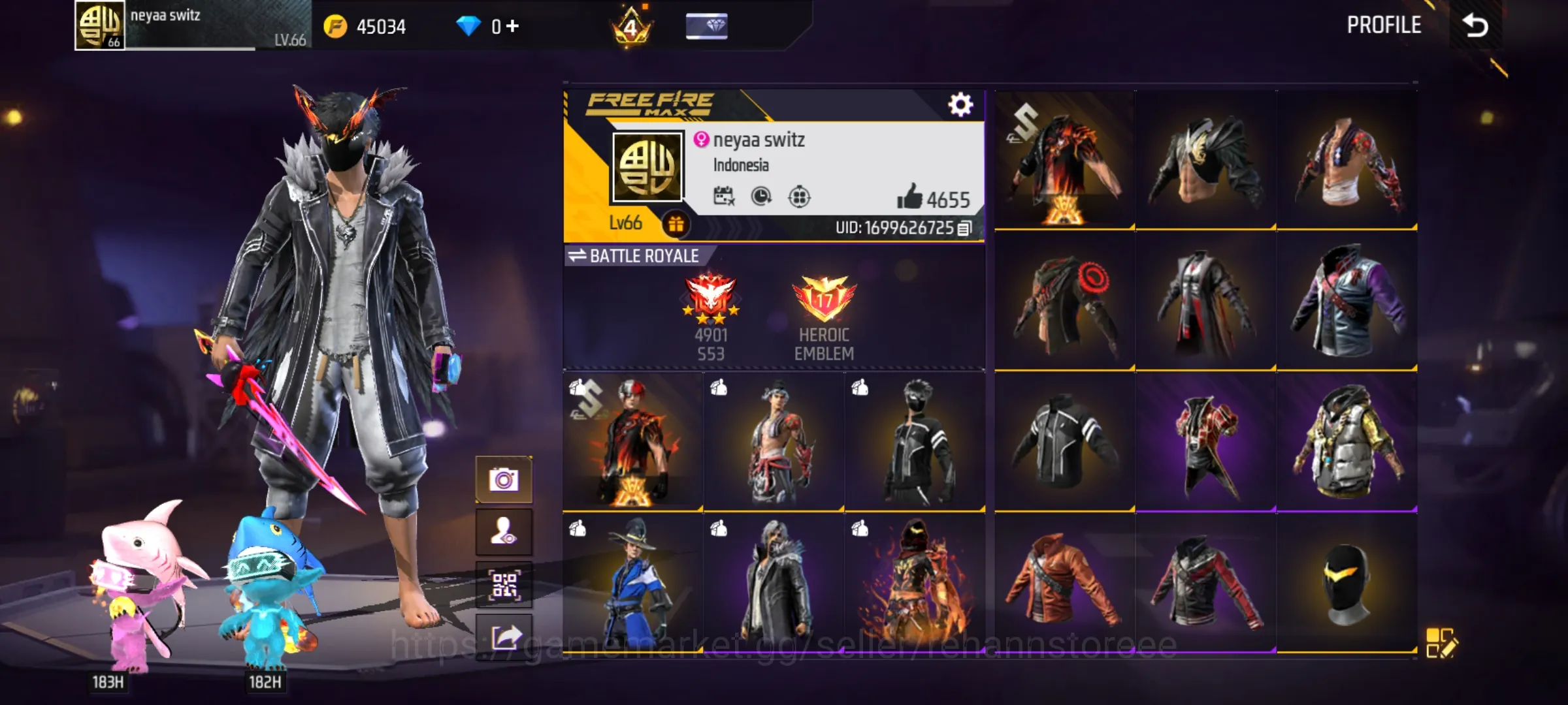 Free Fire Accounts SPEK SULTAN - VAULT 1049 - SENJATA ADA 386 - EMOT TOTAL 61 - BUBDLE CLUBER HITAM - ELITPAS BP ADA 10 1