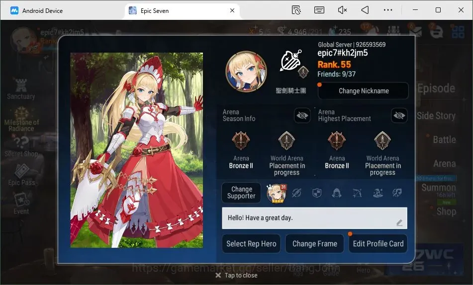 Epic Seven Accounts High-End Global Unverif |7 ML (Harsetti,Ro Light,BM Haste,Salome,MKawerik,Straze,PC 1