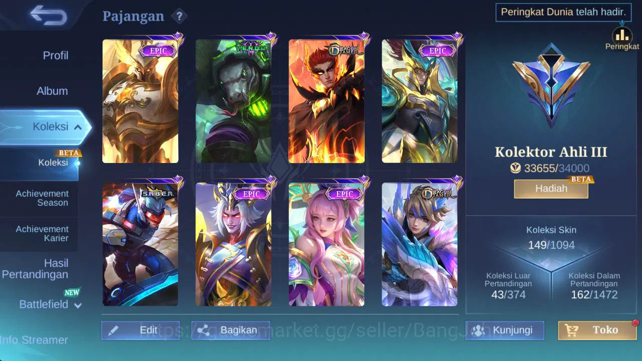 Mobile Legends: Bang Bang Accounts Global|Skin 149,Hero 94 Lborn TG, rising loli, Sab image 2