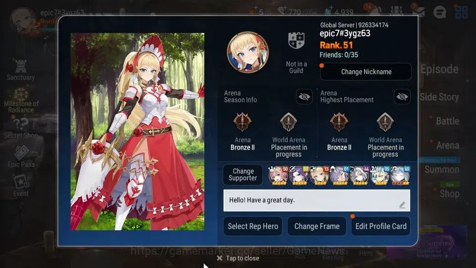 Epic Seven Accounts GLOBAL|UnVerif|6 ML (C. Lilias, Salome, B.W. Iseri image 2