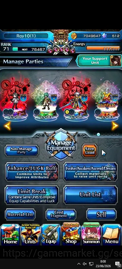 Grand Summoners Accounts Global|Rank 71|512 cc|14 Ascend+1 TW|Homura Akeni+ image 2