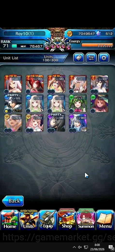 Grand Summoners Accounts Global|Rank 71|512 cc|14 Ascend+1 TW|Homura Akeni+ image 3