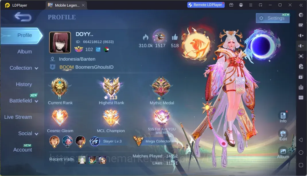 Mobile Legends: Bang Bang Accounts High Rank Global|Hero133|Skin 417|Mega|Legend:Lunox,Gusion|Asp:Layla,Ruby,Chang'e|Duacito 1