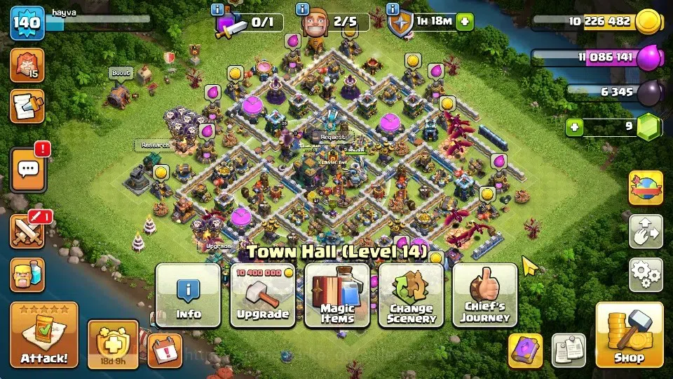 Clash of Clans Accounts High-End LV 140|TH 14+BH 9|HH 7|Limited Skin|BK 57,AQ 67,GW 29,MP 33,RC 8|BM 17,BC 16|CN ON|Protect 1