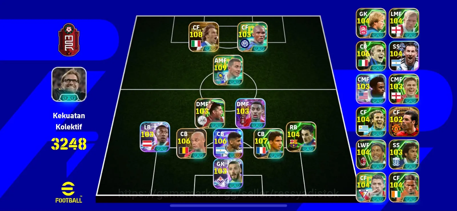 eFootball Accounts Legends & Iconic Players 6 MANAGER BOOSTER| COLECTIVE 3248+,BIGTIME A DEL PIERO x NEW HAZARD x VARANE x 1
