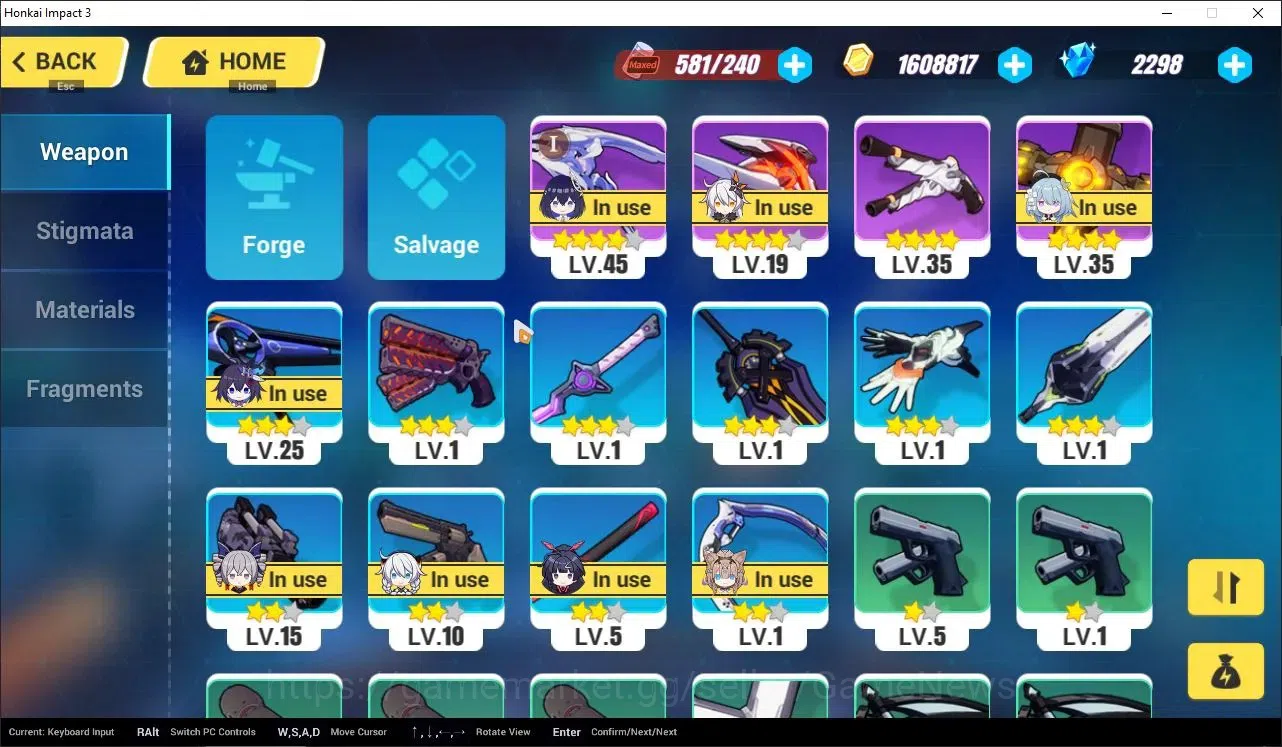 Honkai Impact 3rd Accounts Starter SEA|Lvl 38|2,3K DM|1 Fullset|Seele Vollerei Wings of Panacea4/4,Kiana 5
