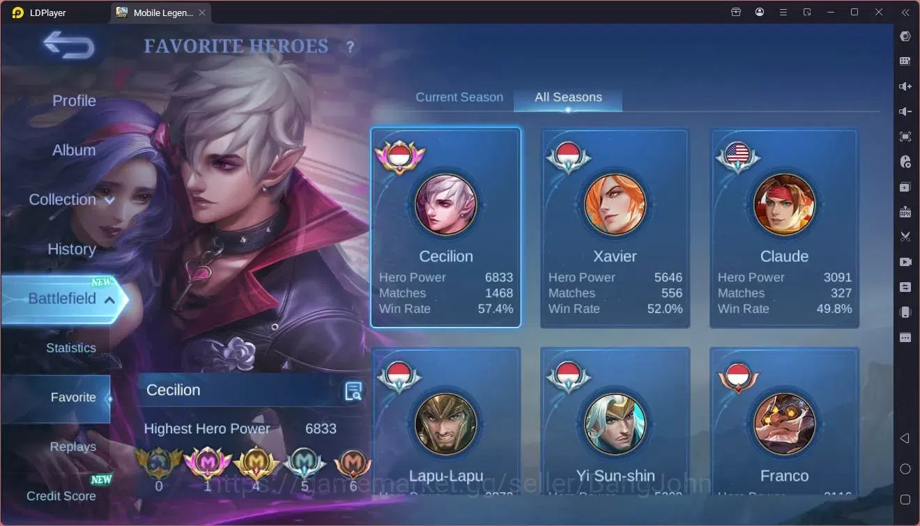 Mobile Legends: Bang Bang Accounts Global|Hero 117|Skin 284|Exalted|Legend Lesley|Duc image 17