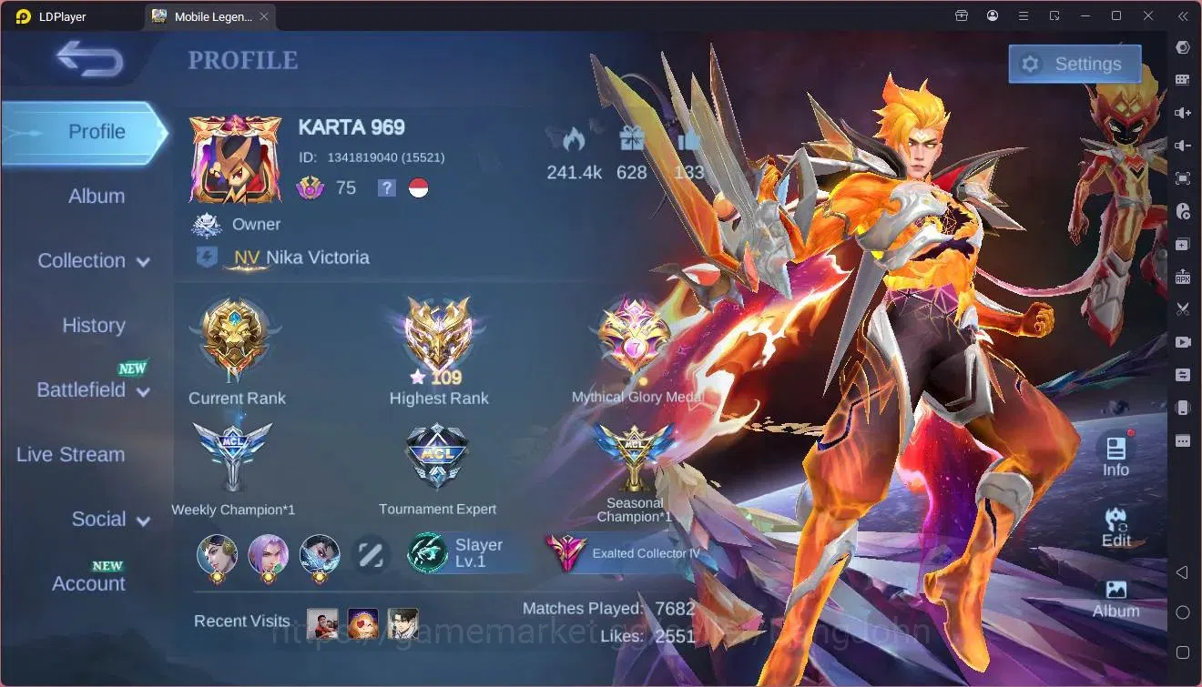 Mobile Legends: Bang Bang Accounts Global|Hero 117|Skin 284|Exalted|Legend Lesley|Duc image 20