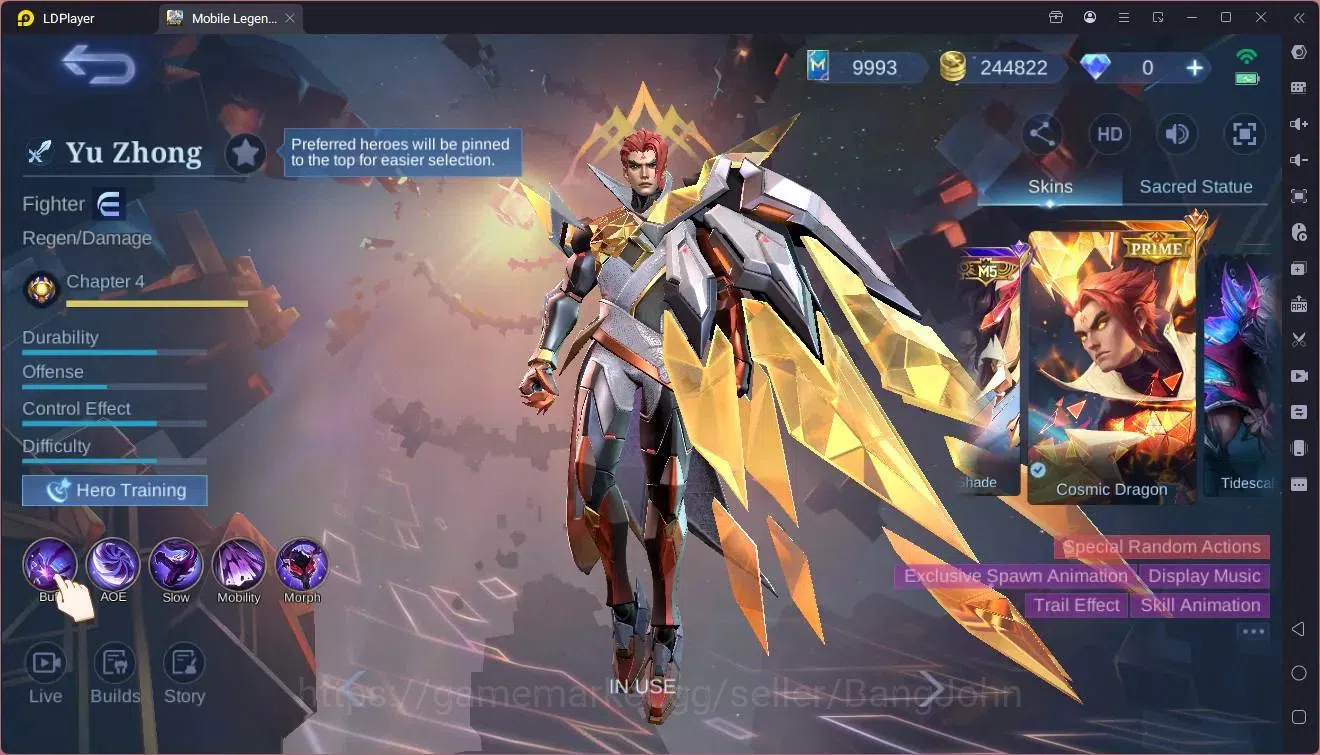 Mobile Legends: Bang Bang Accounts Global|Hero 117|Skin 284|Exalted|Legend Lesley|Duc image 3