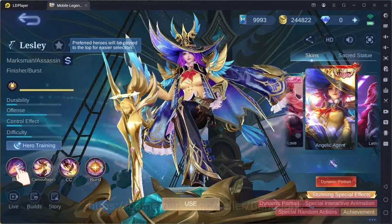 Mobile Legends: Bang Bang Accounts Global|Hero 117|Skin 284|Exalted|Legend Lesley|Duc image 8