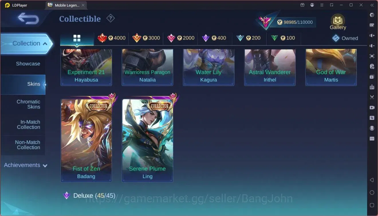 Mobile Legends: Bang Bang Accounts Global|Hero 117|Skin 284|Exalted|Legend Lesley|Duc image 9