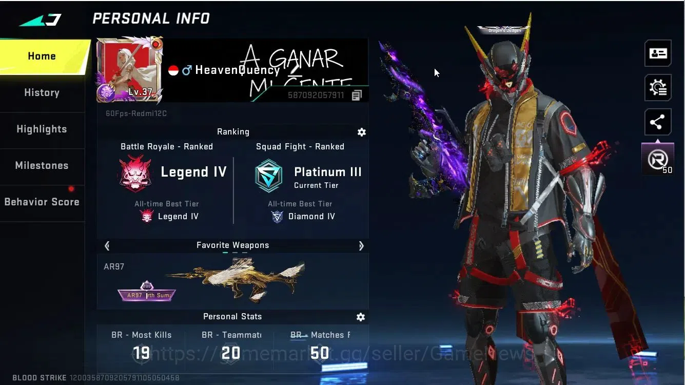 Blood Strike Accounts ASIA|ETERNAL QBZ95|7DS [AK47,QBZ95,KaR98]|Melee AX image 3