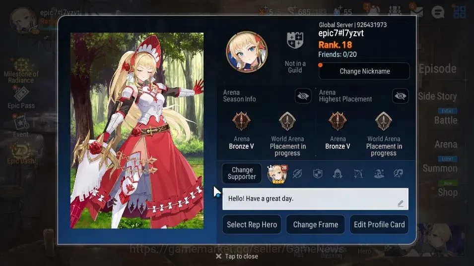 Epic Seven Accounts GLOBAL Unverif|NewEra|2 ML(Rhianna&Luciela,LH Cerm image 2