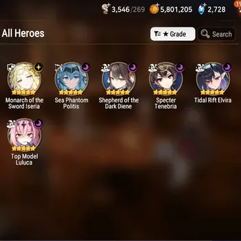 Epic Seven Accounts High-End Global UnVerif|6 ML(Sheperd Diene,Tidal Elvira,Monarch Iseria,etc)+Meilin+Art,Afs