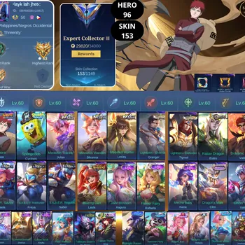 Mobile Legends: Bang Bang Accounts Smurf BEST OFFER | HERO 96 | SKIN 153 | GAARA VALE | SPONGEBOB CYCLOPS | MEOWKIN TRACKER